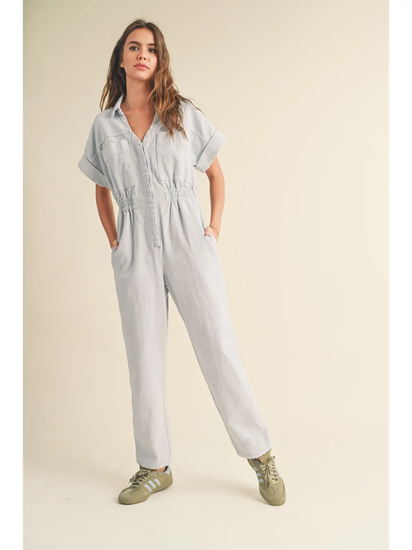 Short Sleeve Sky Jumpsuit