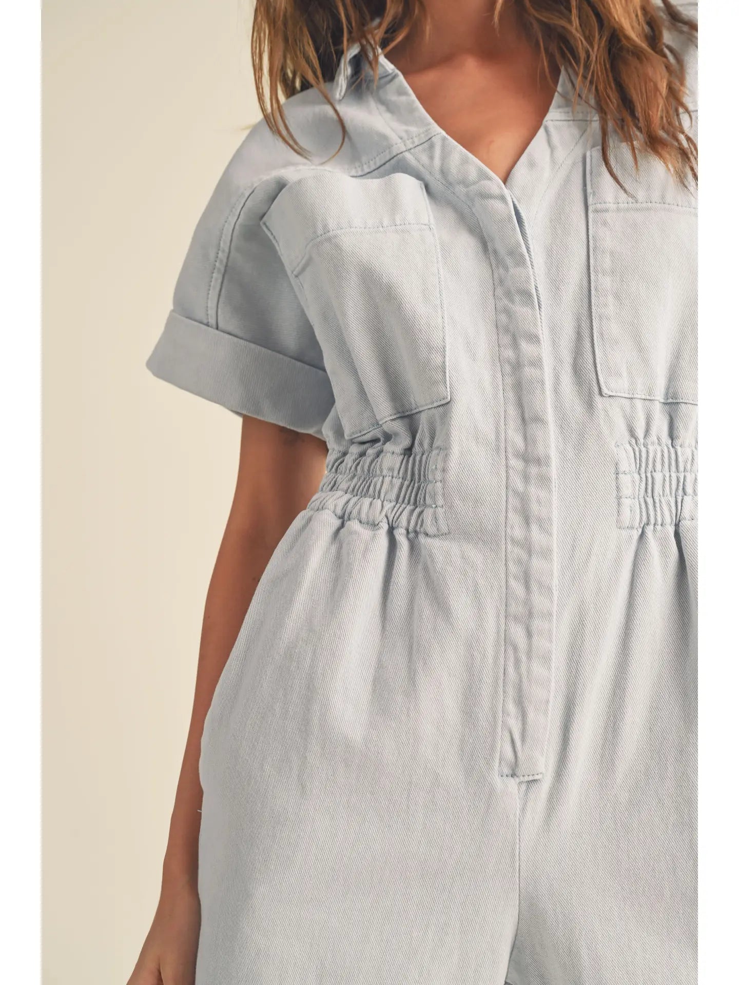 Short Sleeve Sky Jumpsuit