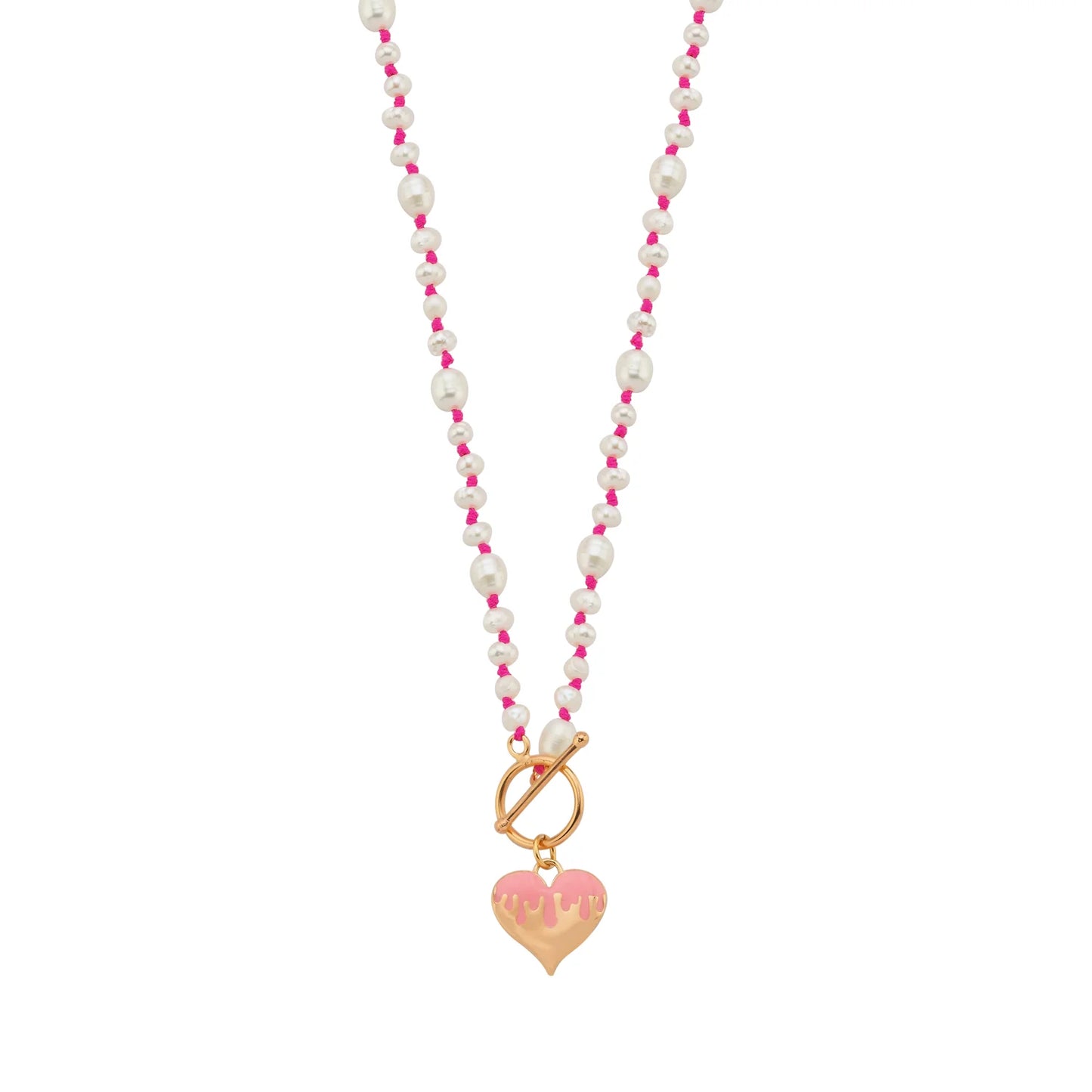Rice Pearl Dripping Heart Necklace