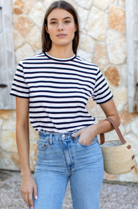 Essential T Shirt - Classic Stripe Black + White