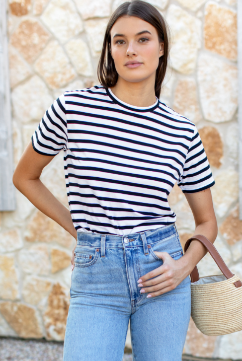 Essential T Shirt - Classic Stripe Black + White