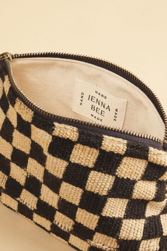 Black & Cream Checkered Cosmetic Bag