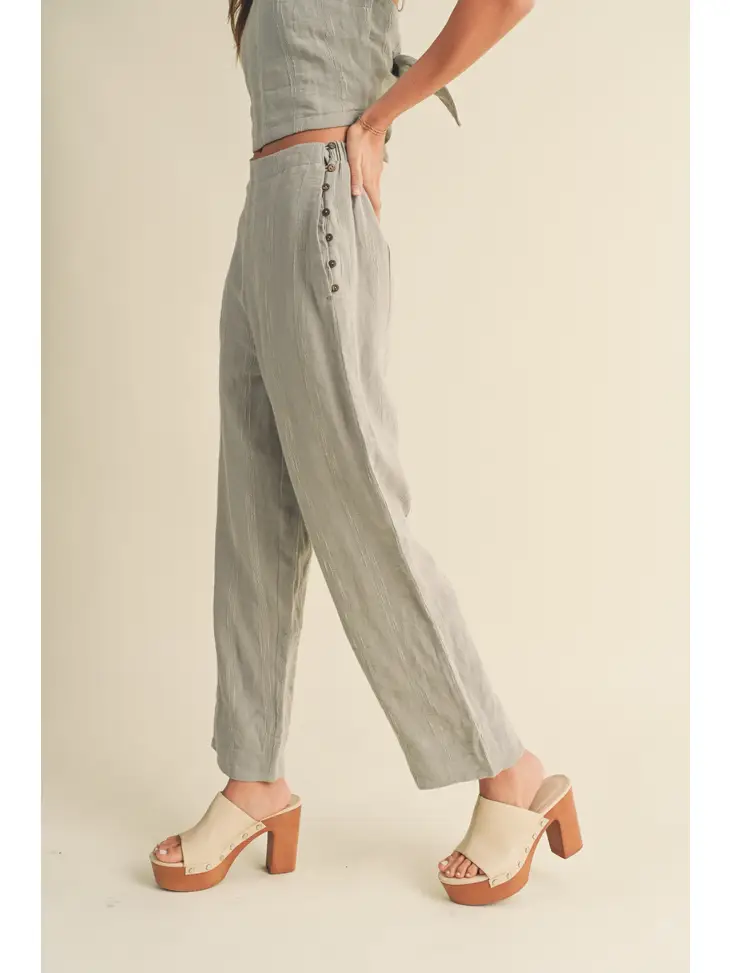 Textured Side Button Pant