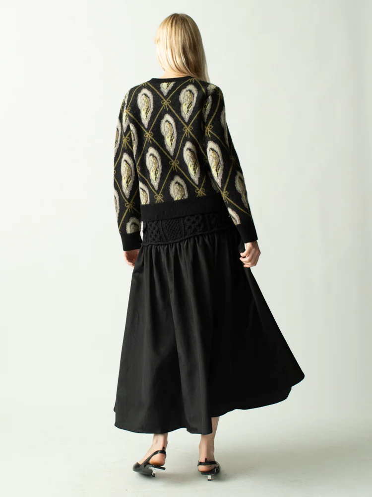 Mekas Knit Combo Drop Waist Skirt