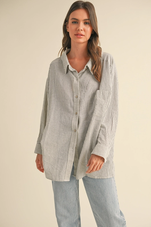 Stripe Gauze Buttondown