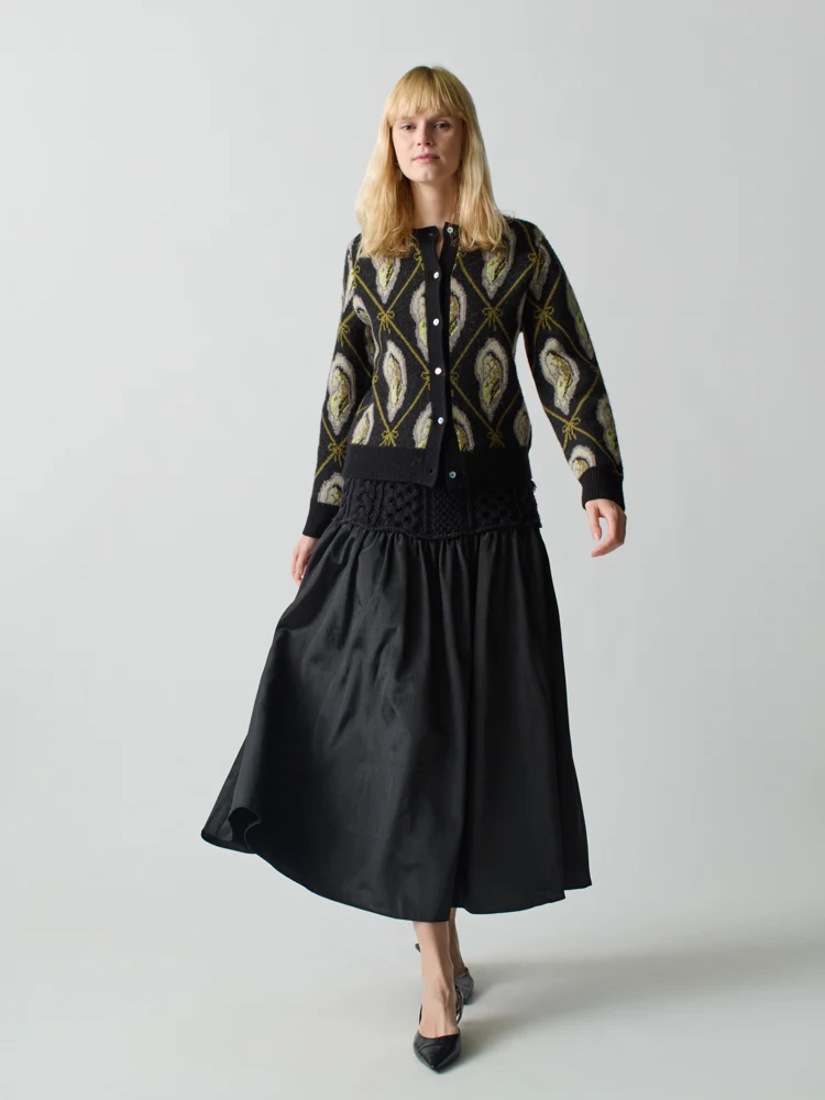 Mekas Knit Combo Drop Waist Skirt