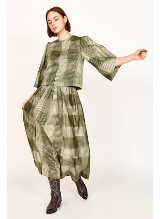 Verona Skirt in Olive Plaid