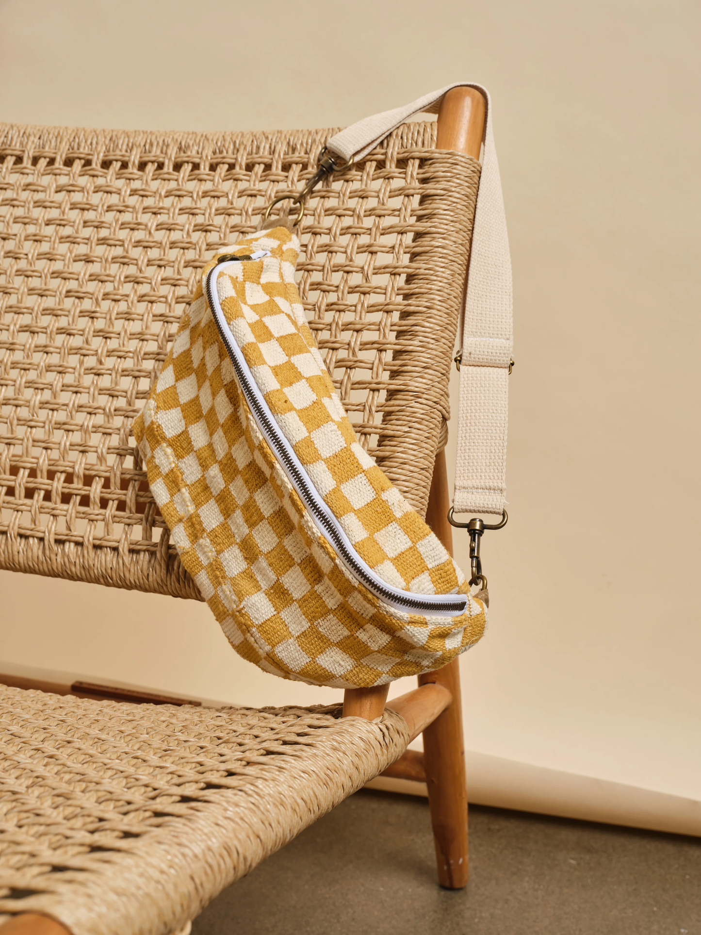 Mustard Checkered Sling Bag